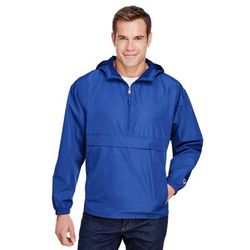 Champion CO200 Adult Packable Anorak 1/4 Zip Jacket in Royal Blue size 3XL | Polyester