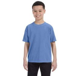 Comfort Colors C9018 Youth Ring Spun Top in Fluorescent Blue size Large | Ringspun Cotton CC9018, 9018