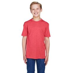 Team 365 TT11HY Youth Sonic Heather Performance T-Shirt in Sport Red size Large | Polyester