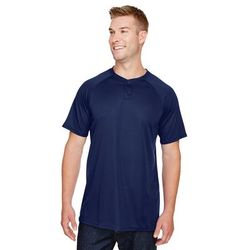 Augusta Sportswear AG1565 Athletic Attain Wicking Two-Button Baseball Jersey T-Shirt in Navy Blue size 4XL | Polyester 1565