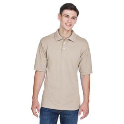 Harriton M265 Men's 5.6 oz. Easy Blend Polo Shirt in Stone size 3XL