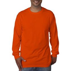 Bayside BA5060 Adult Long-Sleeve T-Shirt in Bright Orange size Small | Cotton 5060, Black