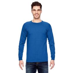 Bayside BA6100 Adult 6.1 oz. Cotton Long Sleeve T-Shirt in Royal Blue size 4XL 6100