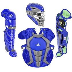 All Star System7 Axis NOCSAE Certified Youth Pro Catcher's Kit - Ages 9-12 Royal