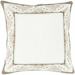 Patna 22" Square Cottage Dark Brown/Ivory/Ice Blue/Medium Brown Throw Pillow - Boutique Rugs