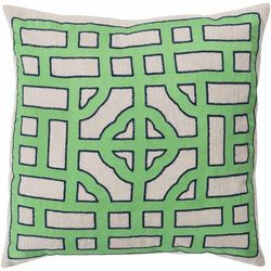 Biloela 20" Square Traditional Navy/Green/Light Gray Throw Pillow - Boutique Rugs