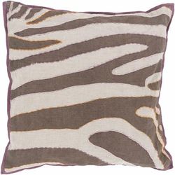Joffre 22" Square Cottage Cream/Dark Brown/Lilac/Mauve/Orange Throw Pillow - Boutique Rugs