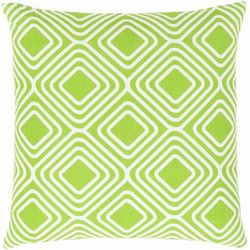 Peterculter 22" Square Modern Cotton Green/Off White Throw Pillow - Boutique Rugs