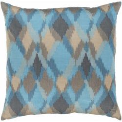 Hite 18" Square Traditional Cotton Aqua/Blue/Charcoal/Dusty Sage/Olive/Medium Gray Throw Pillow - Boutique Rugs