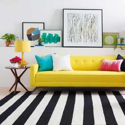 Antrim 18" Square Modern Cotton Navy Lumbar Pillow - Boutique Rugs