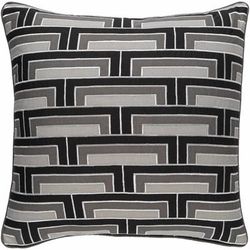 Dunkeswell 20" Square Modern Black/Charcoal/Off White Lumbar Pillow - Boutique Rugs