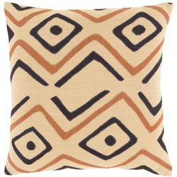 Kesley 18" Square Black/Brown/Peach/Dark Red Lumbar Pillow - Boutique Rugs