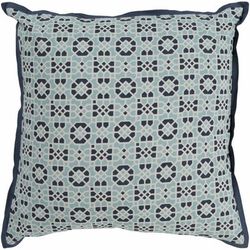 Toowong 20" Square Modern Cotton Cream/Navy/Pale Blue/Ink Blue/Teal Throw Pillow - Boutique Rugs
