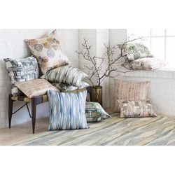 Daglish 13"L x 19"W Modern Silk Cream/Light Gray/Deep Teal/Medium Gray/Sage/Teal Lumbar Pillow - Boutique Rugs