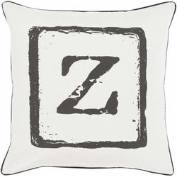 Kennington 22" Square Cottage Cotton Black/Light Gray Throw Pillow - Boutique Rugs