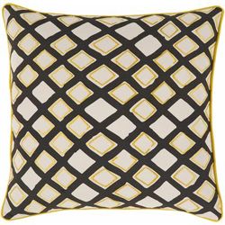 Pamplico 22" Square Modern Cotton Cream/Black/Mustard Throw Pillow - Hauteloom