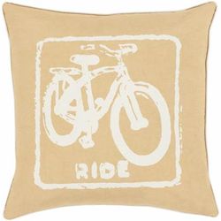 Raby 20" Square Cottage Cotton Mustard/Off White Throw Pillow - Boutique Rugs