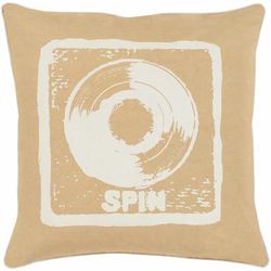 Triplet 18" Square Cottage Cotton Mustard/Off White Throw Pillow - Boutique Rugs