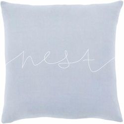 Vestaburg 22" Square Cottage Cotton Light Blue/Off White Throw Pillow - Boutique Rugs