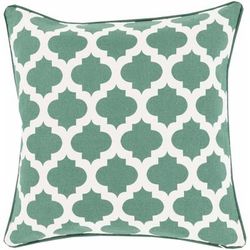 Copplestone 18" Square Traditional Cotton Ivory/Medium Green Throw Pillow - Boutique Rugs