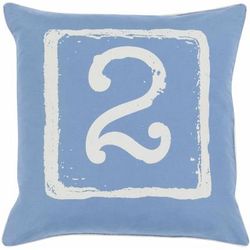 Hobartville 20" Square Cottage Cotton Blue/Oatmeal/Medium Gray Throw Pillow - Boutique Rugs