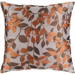 Duncannon 18" Square Traditional Taupe/Dark Brown/Camel Throw Pillow - Boutique Rugs