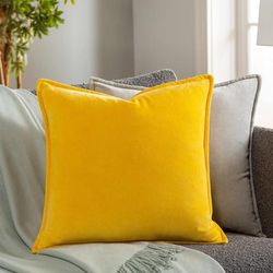 Wasilla 22" Square Modern Cotton Mustard Lumbar Pillow - Boutique Rugs