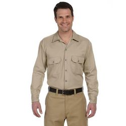 Dickies 574 Long-Sleeve Work Shirt in Khaki size Medium