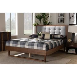 Baxton Studio Viviana Modern Light Grey Fabric & Ash Walnut Finished Wood Full Size Platform Bed - Wholesale Interiors Viviana-Light Grey/Ash Walnut-Full