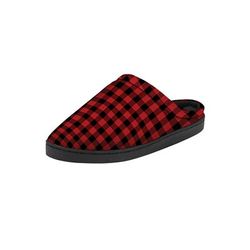 Extra Wide Width Men's Fleece Clog Slippers by KingSize in Red Buffalo Check (Size 12 EW)