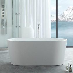 Randolph Morris Chloe 63 Inch Acrylic Double Ended Freestanding Tub - No Faucet Drillings RMJ23-PB