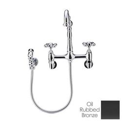 Randolph Morris Wall Mounted Bridge Kitchen Faucet - Metal Cross Handles RMK91MC-ORB