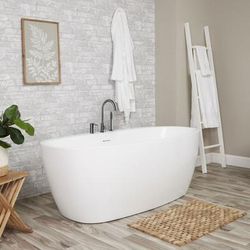 Randolph Morris Luna 59 Inch Acrylic Double Ended Freestanding Tub and Faucet Package RMD53-BNF