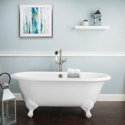 Randolph Morris Kensington 60 Inch Cast Iron Double Ended Clawfoot Tub - No Faucet Drillings RM60DE0W