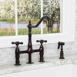 Randolph Morris 2 Handle Bridge Style Kitchen Faucet With Metal Cross Handles RMK511MC-ORB