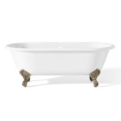 Cheviot Regal 70 Inch Double Ended Cast Iron Clawfoot Tub - Continuous Roll Rim - No Faucet Drillings 2181-WW-PN