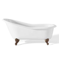 Cheviot 54 Inch Cast Iron Slipper Clawfoot Tub - Continuous Rolled Rim - No Faucet Drillings 2144-WW-AB