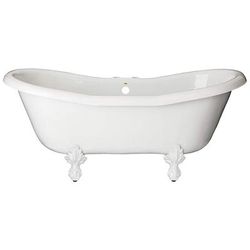 Restoria Bathtub Duchess 68 Inch Acrylic Double Slipper Clawfoot Tub - Rim Faucet Drillings RDS551-P-RM