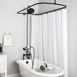 Randolph Morris 60 Inch Clawfoot Tub Rim Mount Shower Enclosure with Faucet and Rain Shower Head RM730R-60ORB