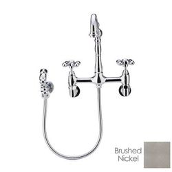 Randolph Morris Wall Mounted Bridge Kitchen Faucet - Metal Cross Handles RMK91MC-BN