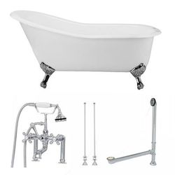 Randolph Morris Charlotte 72 Inch Cast Iron Slipper Clawfoot Tub and Faucet Package TUBSET16CPCP-72