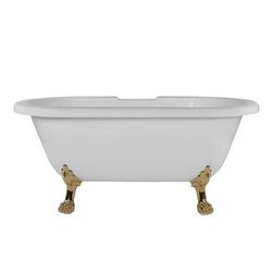Randolph Morris Juniper 60 Inch Acrylic Double Ended Clawfoot Tub - Rim Faucet Drillings - Lion Paw Feet RMA60DE7WLPPB