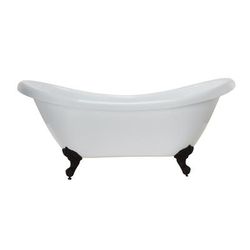 Randolph Morris Victoria 70 Inch Acrylic Double Slipper Clawfoot Tub - No Faucet Drillings - Imperial Ball & Claw Feet RMA70DS0WSIB