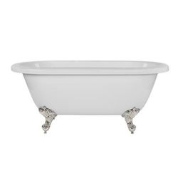 Randolph Morris Windsor 60 Inch Acrylic Double Ended Clawfoot Tub - Continuous Roll Rim - No Faucet Drillings - Ball & Claw Feet RMA60DE0DIPN