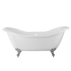 Randolph Morris Serenity 72 Inch Acrylic Double Slipper Clawfoot Tub - No Faucet Drillings - Imperial Ball & Claw Feet RMA72DS0DIC