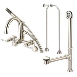 Randolph Morris Mason Hill Collection Clawfoot Tub Wall Mount Contemporary Gooseneck Tub Faucet with Handshower Complete Set RMHSET3ML-MN