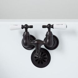 Randolph Morris Clawfoot Tub Wall Mount Faucet - Porcelain Lever Handles RM030PL-ORB