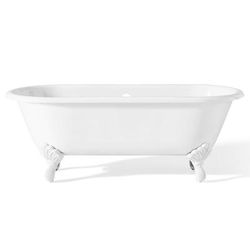 Cheviot Regal 70 Inch Double Ended Cast Iron Clawfoot Tub - Continuous Roll Rim - No Faucet Drillings 2181-WW-WH