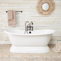 Randolph Morris Riley 71 Inch Cast Iron Double Slipper Pedestal Tub - Rim Faucet Drillings RM71PED7
