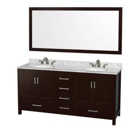 Wyndham Collection Sheffield 72 In Double Oval Sink Vanity Set WCS141472DESCMUNOM70